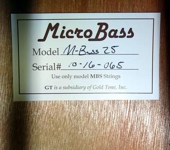 Gold Tone 'M-Bass25' Acoustic/Electric MicroBass label